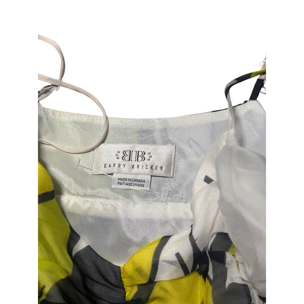 Barry Bricken Mini Dress Womens White Green Abstract Print Lined Spaghetti Strap - Picture 7 of 9
